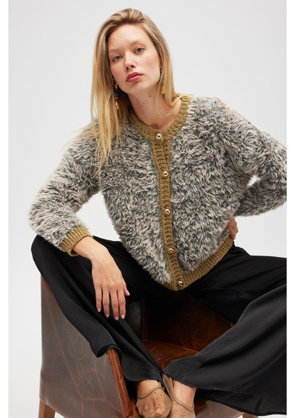 Yoko Kadın Triko Hırka - Bej Melanj modelleri