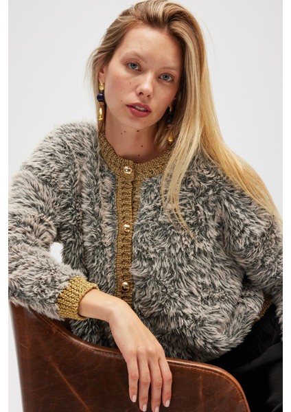 Yoko Kadın Triko Hırka - Bej Melanj fırsatları