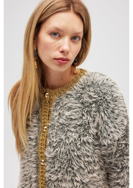 Yoko Kadın Triko Hırka - Bej Melanj