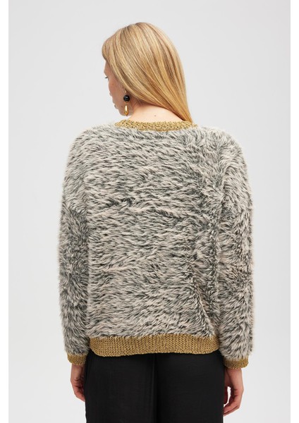 Yoko Kadın Triko Hırka - Bej Melanj