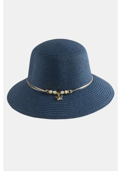 Kelebek Inci Hasır Şapka