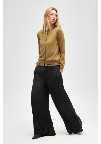 Risa Düz Örgü, Kadın Triko Hırka - Zeytin Yeşili