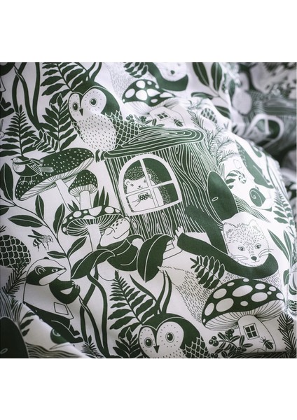 Skogsduva Çocuk Nevresim Takımı Beyaz Yeşil 150 x 200/50 x 60 cm fırsatları