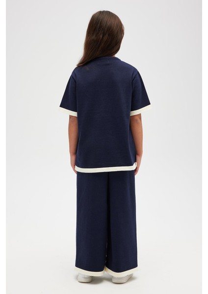 Rumi Kısa Kollu Kız Çocuk Bluz - Lacivert