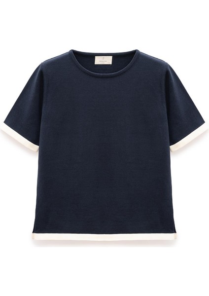 Rumi Kısa Kollu Kız Çocuk Bluz - Lacivert