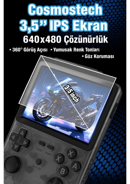 R36S Retro El Konsolu – 3.5” 4K IPS Ekran, 20.000+ Oyun, 23 Emülatör, 64GB Hafıza Kartı, HDMI & Wi-Fi Destekli- Kırmızı