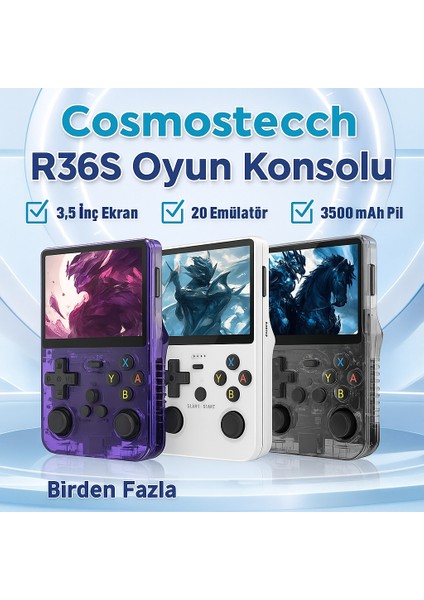 R36S Retro El Konsolu – 3.5” 4K IPS Ekran, 20.000+ Oyun, 23 Emülatör, 64GB Hafıza Kartı, HDMI & Wi-Fi Destekli- Siyah fırsatları