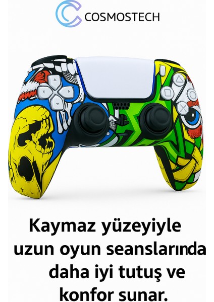 Ps5 Dualsense Joystick Koruyucu Silikon Kılıf – Yüksek Kaliteli, Esnek, Şık Beyaz Desenli Kaplama