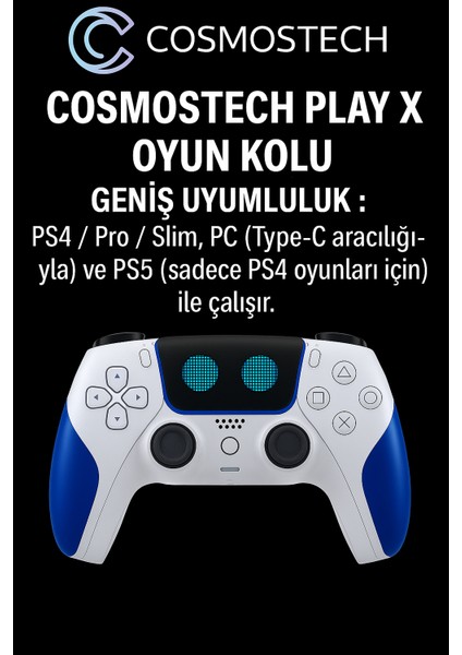 Play x Kablosuz Oyun Kolu Mavi Gamepad– Çift Titreşimli, Uzun Batarya, Ps4 / Pc / Ps5 ( Kısmı Uyumlu ) fiyatları