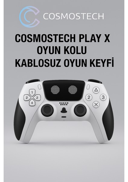 Play x Kablosuz Oyun Kolu Beyaz-Siyah Gamepad– Çift Titreşimli, Uzun Batarya, Ps4 / Pc / Ps5 ( Kısmı Uyumlu ) fiyatları