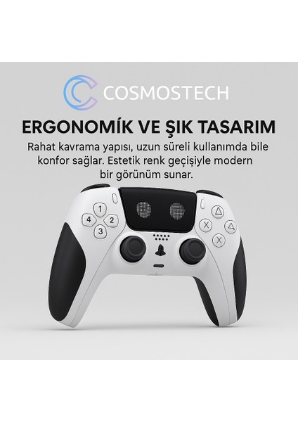 Play x Kablosuz Oyun Kolu Beyaz-Siyah Gamepad– Çift Titreşimli, Uzun Batarya, Ps4 / Pc / Ps5 ( Kısmı Uyumlu ) indirimleri