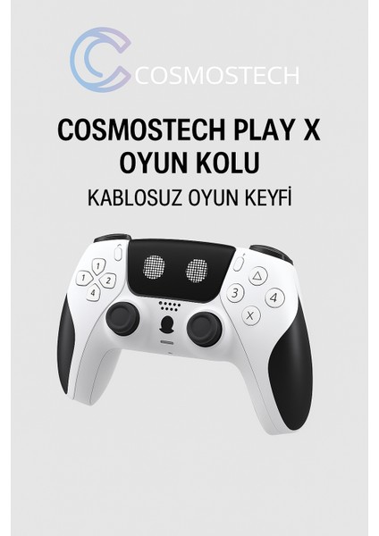 Play x Kablosuz Oyun Kolu Beyaz-Siyah Gamepad– Çift Titreşimli, Uzun Batarya, Ps4 / Pc / Ps5 ( Kısmı Uyumlu )