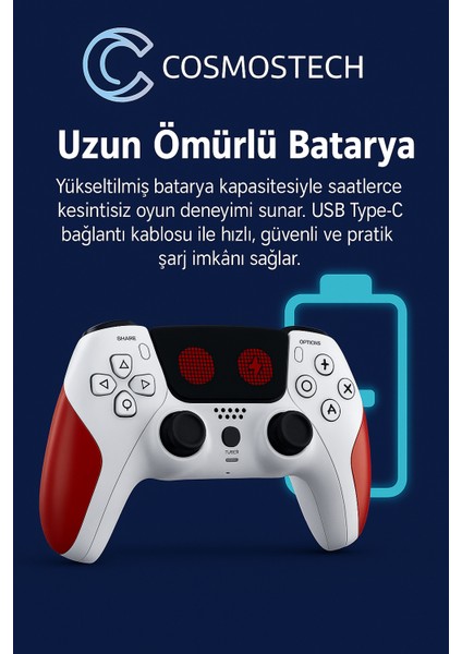 Play x Kablosuz Oyun Kolu Beyaz-Kırmızı Gamepad– Çift Titreşimli, Uzun Batarya Beyaz-Kırmızı, Ps4 / Pc / Ps5 ( Kısmı Uyumlu ) indirimleri