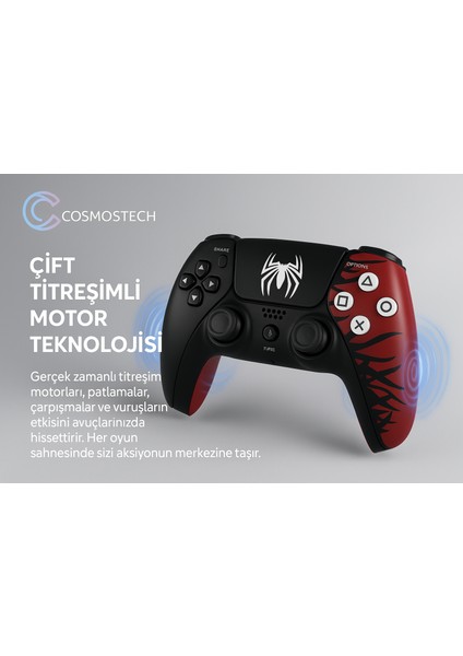Play x Kablosuz Oyun Kolu Spider Desenli, Gamepad – Çift Titreşimli, Uzun Batarya Ps4 / Pc / Ps5 ( Kısmı Uyumlu ) indirimleri