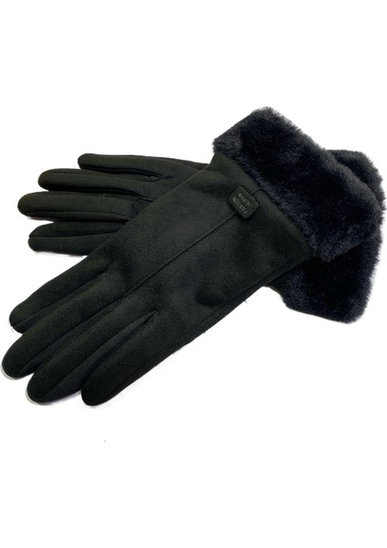 Kadın Dokunmatik Ekstra Kürk Isıtmalı Nubuk Eldiven (Yurt Dışından)