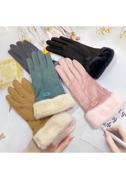 Kadın Dokunmatik Ekstra Kürk Isıtmalı Nubuk Eldiven (Yurt Dışından) modelleri