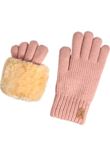 Kadın Isıtmalı, Soğuktan Koruyan, Dış Mekan Bisikleti Için Ikili Yünlü, Kalınlaştırılmış Dokunmatik Ekran Eldiveni (Yurt Dışından)