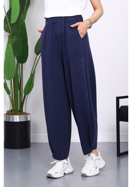 Lacivert Bel Lastikli Cepli Pantolon modelleri
