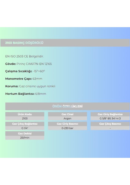 Argon Regülatörü 2103 fiyatları