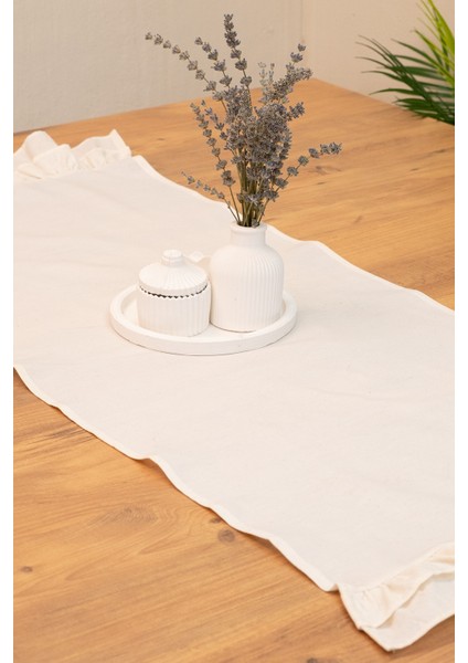 Lira | Naturel Keten Çift Fırfırlı Runner 40 x 110 modelleri