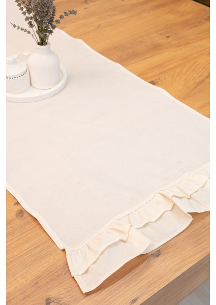 Lira | Naturel Keten Çift Fırfırlı Runner 40 x 110