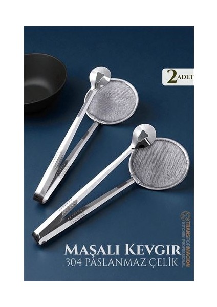Maşalı Kevgir - Kızartma Maşası - Kızartma Süzgeci Multi 2 Adet
