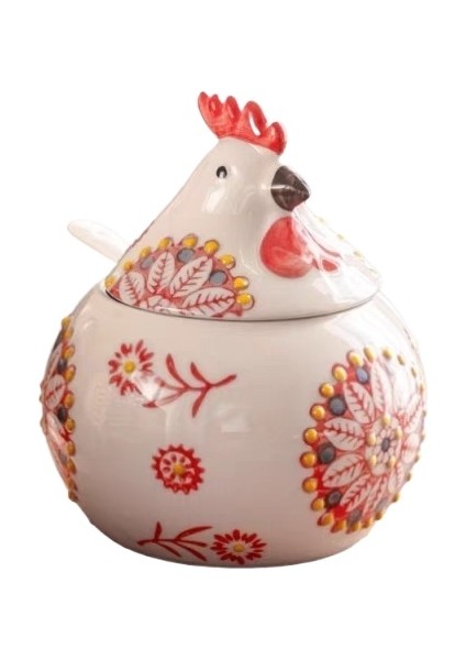 Tavuk Seramik Baharat Kavanoz Tuz Kavanoz Mutfak Ev Üst Düzey Baharat Kavanoz Nem Geçirmez Baharat Kutusu Baharatlı Kavanoz Kapak ve Kaşık (Yurt Dışından)