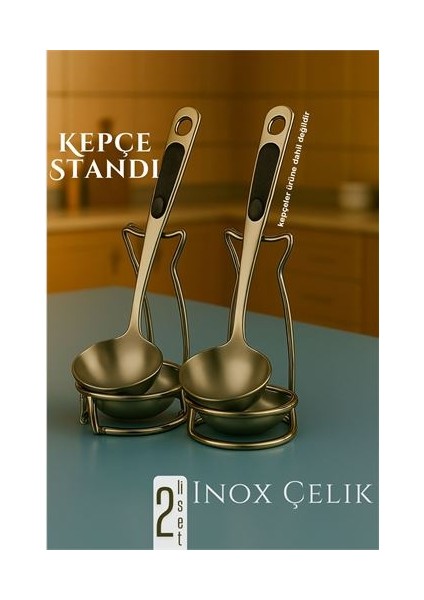 Inox Kepçe Standı - 2 Li Kaşık Kepçe Standı- Profesyonel Şef Tasarımı