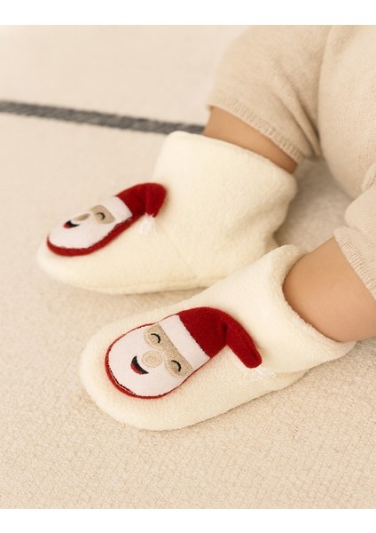 Kaydırmaz Taban, Organik, Pamuk Astarlı, Terletmez, Üşütmez Yılbaşı Temalı Bebek Panduf