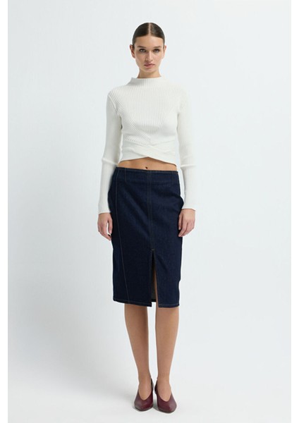 Dikiş Detaylı Etek Lacivert 12745845000 modelleri