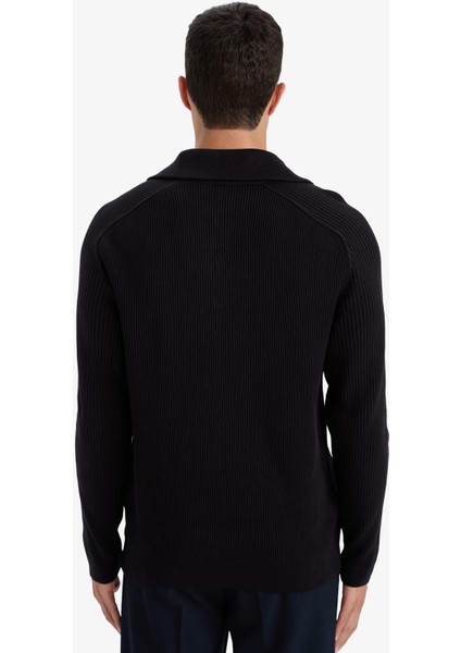 Standart Fit Balıkçı Yaka Yarım Fermuarlı Triko Kazak D4209AX25WN