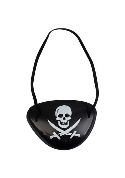 Siyah Renk Kuru Kafa Baskılı Plastik Korsan Göz Maskesi Korsan Göz Bandı