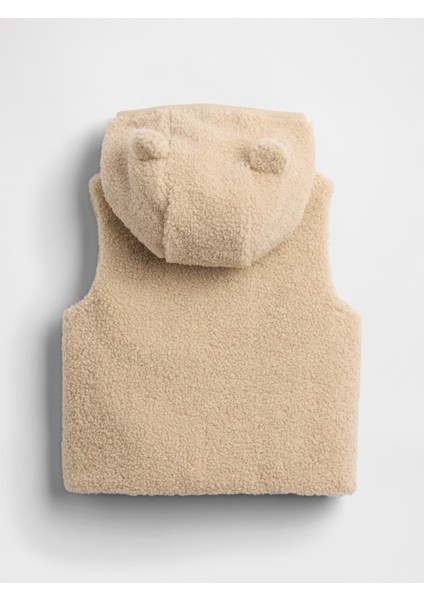 Bebek Bej Sherpa Kapüşonlu Yelek modelleri