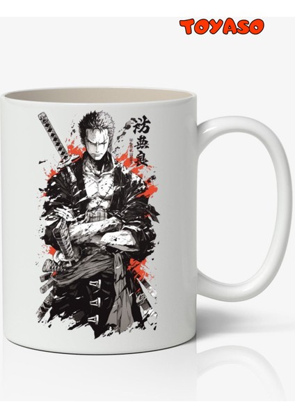 One Piece Roronoa Zoro Anime Temalı Beyaz Kupa Bardak Sevgiliye Arkadaşa Hediye