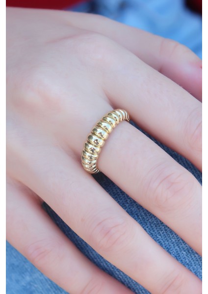 bulurum gold renk sarmal model kadın yüzük