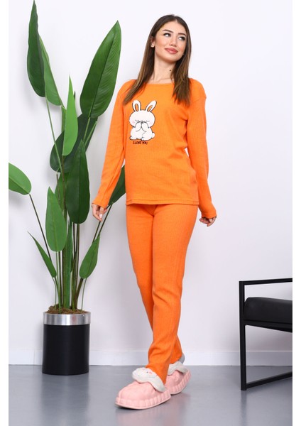 Oranj Kışlık Pamuklu İnterlok Pijama Takımı