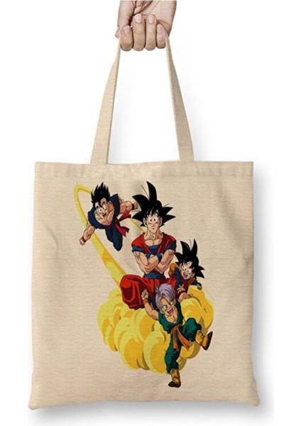 Son Goku Dragon Ball Bez Çanta Uzun Saplı Alışveriş Çantası Plaj Çantası