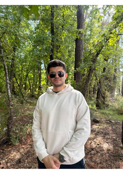 Erkek 3 Iplik Basic Oversize Kanguru Cepli Kapüşonlu Sweatshirt fiyatları