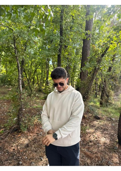 Erkek 3 Iplik Basic Oversize Kanguru Cepli Kapüşonlu Sweatshirt indirimleri