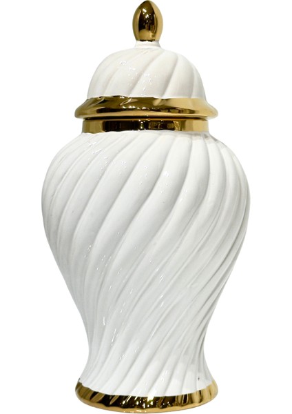 Seramik Halat Desen Küçük Küp Beyaz