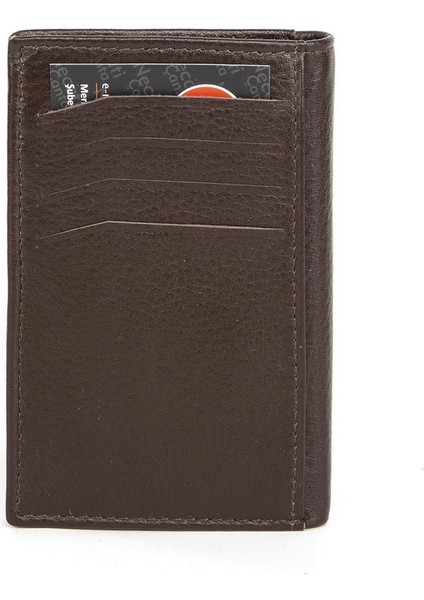 Hakiki Deri 14 Kart Bölmeli Dik Cüzdan Kahve fırsatları