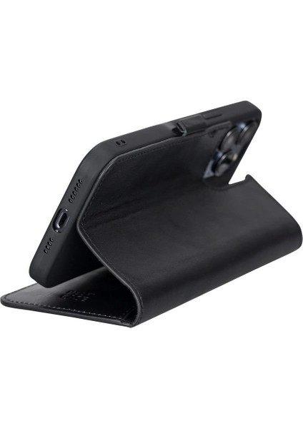 Apple iPhone 13 Pro Max Uyumlu Deri Cüzdanlı Kılıf Siyah fiyatları