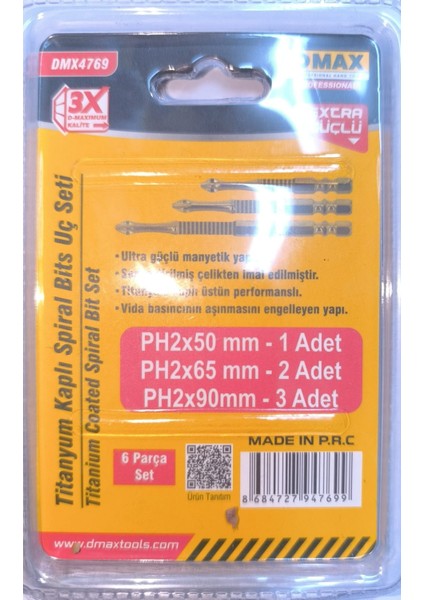 Dmax Titanyum Kaplı Sprial Bits Uç Seti 6 Adet Ph2 50 MM65 mm 90 mm Matkap Ucu Seti Dmax Titanyum Kaplı Sprial Bits Uç Seti 6 Adet Ph2 50 MM65 mm 90 mm Matkap Ucu Seti modelleri