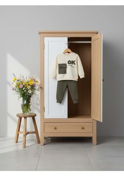 Pamuklu Iki Iplik Ok Baskılı Erkek Bebek Eşofman Takımı (Krem/haki) fırsatları