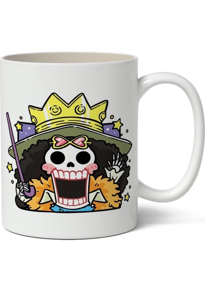 One Piece Brook Cute Avatar Anime Temalı Beyaz Kupa Premium Bardak Porselen
