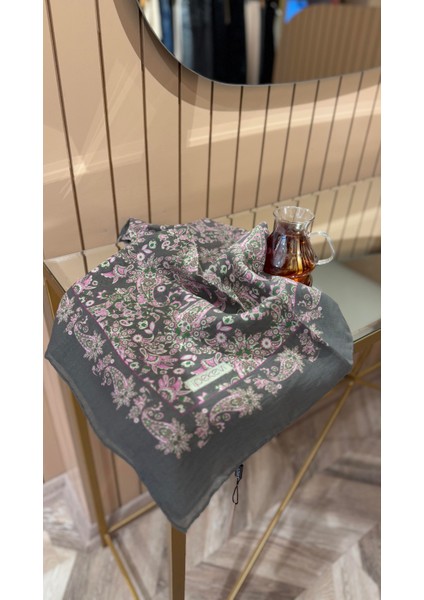 Ipekevi Mezopotamya Model 06 Desenli Tensel Eşarp Antrasit