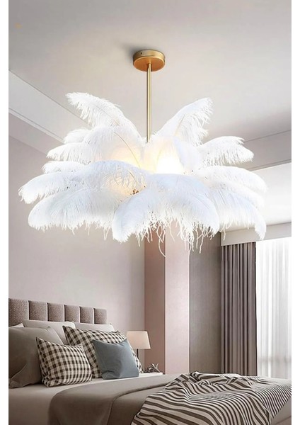 Deve Kuşu Tüyü Avize %100 Orjinal Deve Kuşu Tüyü Avize