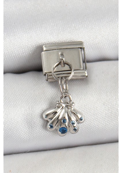 316L Çelik Sallantılı Fiyonklu Buket Model Gümüş Renk Nomination Charm - TJ-BC1444