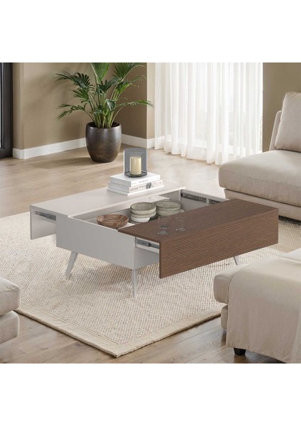 Milano Çekmeceli Dikdörtgen Orta Sehpa - Vizon/zebra 103X44X72 cm fiyatları