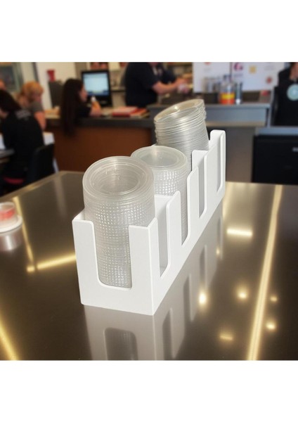 Karton Plastik Bardak Kapak Standı Tüm Boylara Uygun 4 Bölmeli Take Away Bardak ve Kapak Düzenleyici